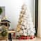 Glitzhome® 7.5ft Pre-Lit Flocked Full Pine Artificial Christmas Tree, Warm White LED Lights